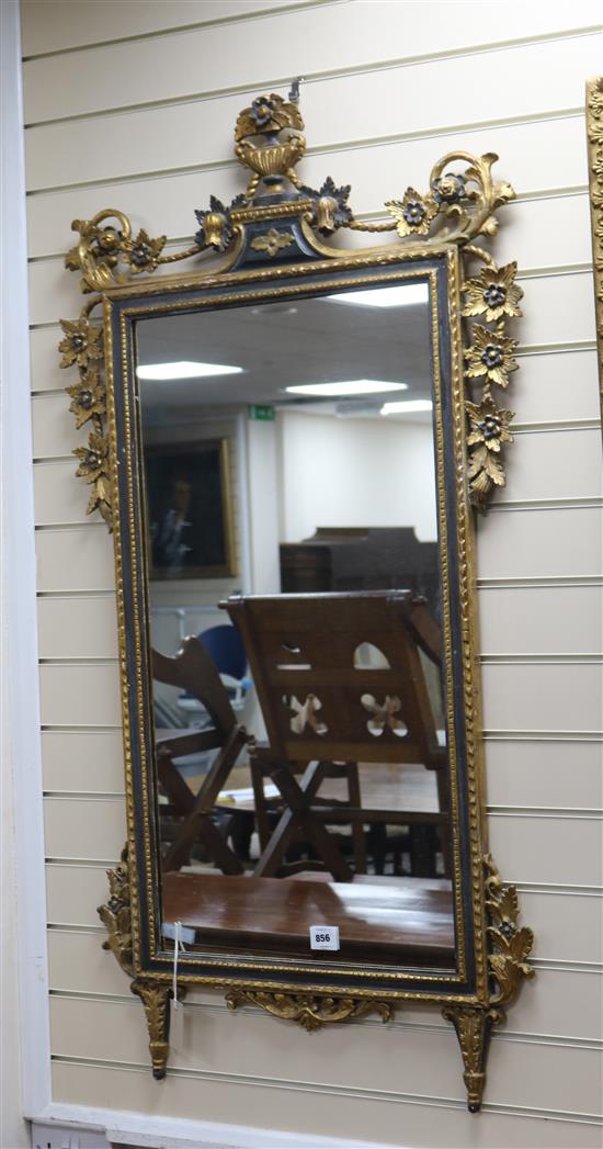 A Swedish parcel gilt painted wood hall mirror W.70cm approx.